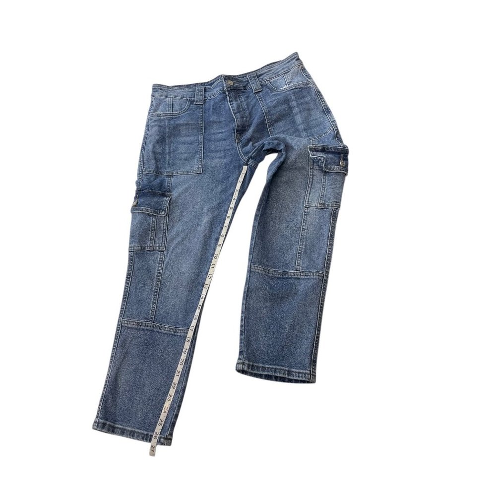 KanCan Womens Blue Denim Cargo Jeans W13/30 With Multiple Pockets & Relaxed Fit - Picture 9 of 10